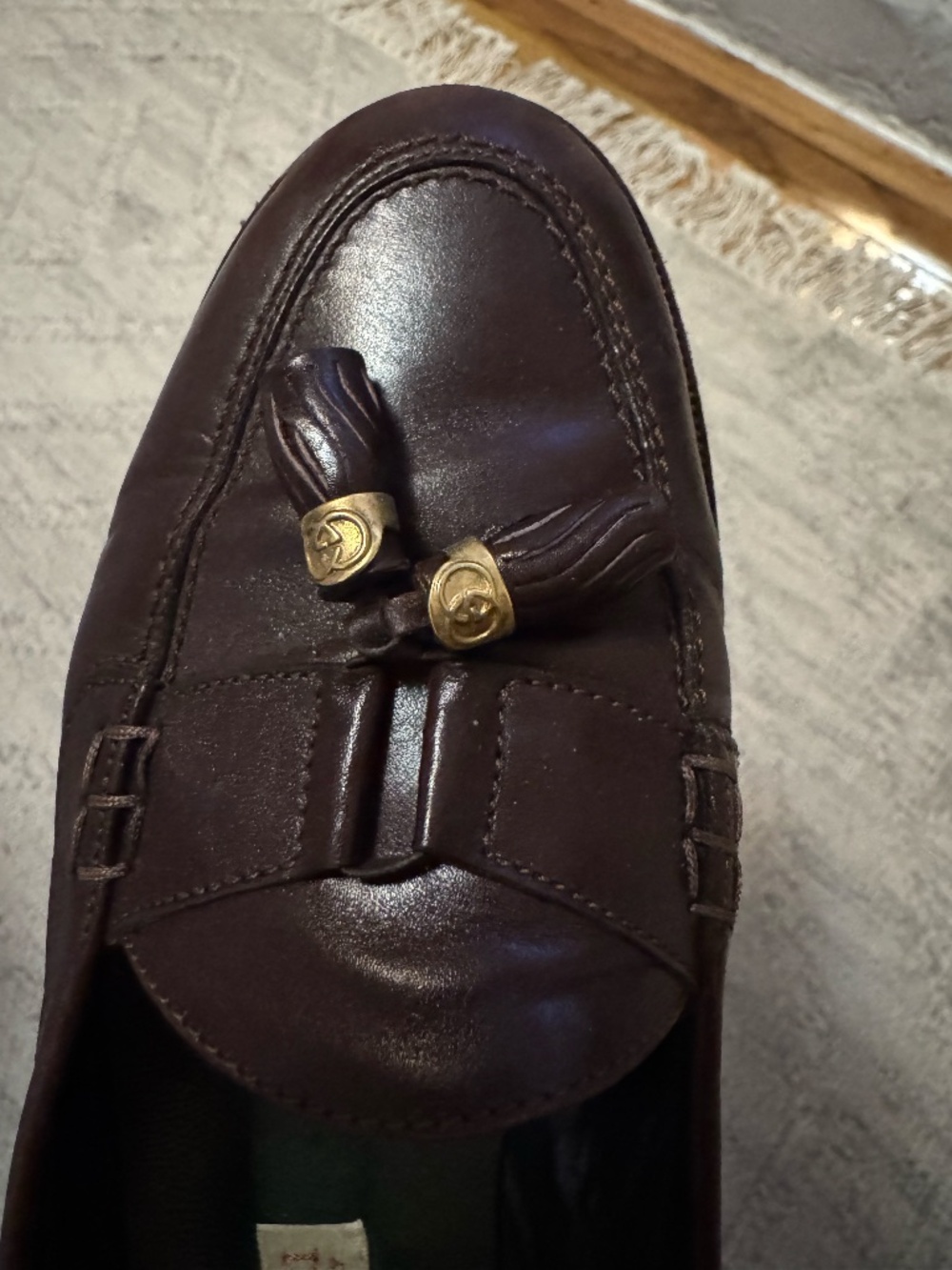 Vintage Authentic Gucci Dark Brown Tassel Loafers - Size 38.5 - Picture 5 of 8